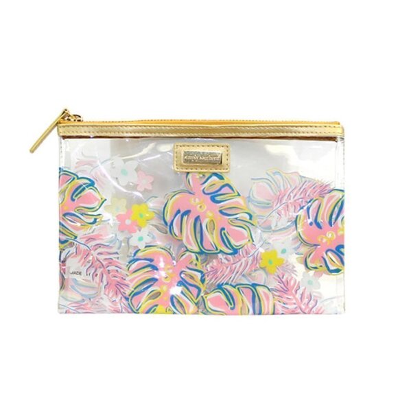 Simply Southern Cosmetic Bag NWT Clear Makeup Brush Monstera Waterproof Beach - Picture 1 of 7